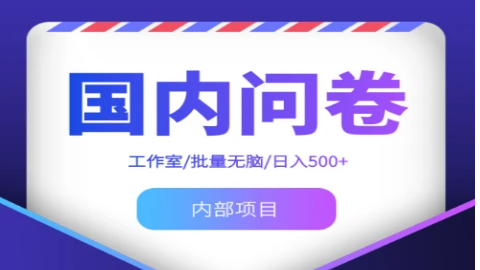 2.0最新工作室内部玩法国内问卷调查项目 批量多号多撸日入200+ 新手小白可操作-冉兴资源网