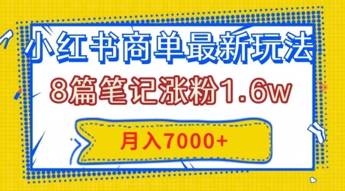 小红书商单最新玩法，8篇笔记涨粉1.6w，几分钟一个笔记，月入7000+-冉兴资源网