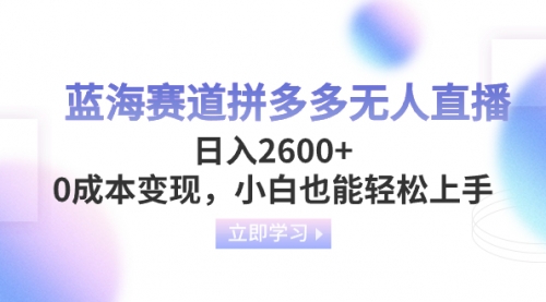 蓝海赛道拼多多无人直播，日入2600+，0成本变现，小白也能轻松上手-冉兴资源网