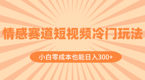 情感赛道短视频冷门玩法，小白零成本也能日入300+-冉兴资源网