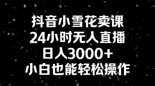 抖音小雪花卖课，24小时无人直播，日入3000+，小白也能轻松操作-冉兴资源网