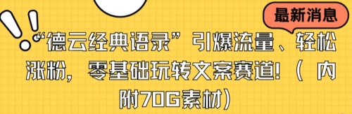 “德云经典语录”引爆流量、轻松涨粉，零基础玩转文案赛道（内附70G素材）-冉兴资源网