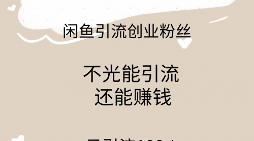 闲鱼精准引流创业粉丝，日引流100＋，引流过程还能赚钱-冉兴资源网
