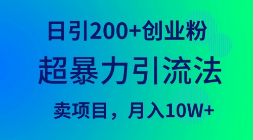超暴力引流法，日引200+创业粉，卖项目月入10W+-冉兴资源网