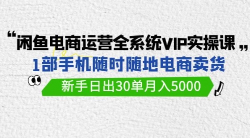 闲鱼电商运营全系统VIP实战课，1部手机随时随地卖货，新手日出30单月入5000-冉兴资源网