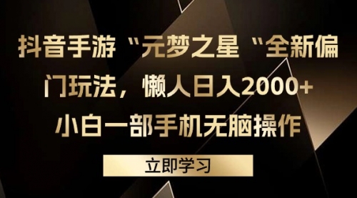 抖音手游“元梦之星“全新偏门玩法，懒人日入2000+，小白一部手机无脑操作-冉兴资源网