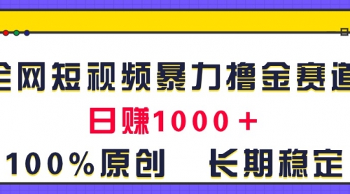 全网短视频暴力撸金赛道，日入1000＋！原创玩法-冉兴资源网