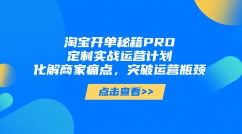 淘宝开单秘籍PRO，定制实战运营计划，化解商家痛点，突破运营瓶颈-冉兴资源网